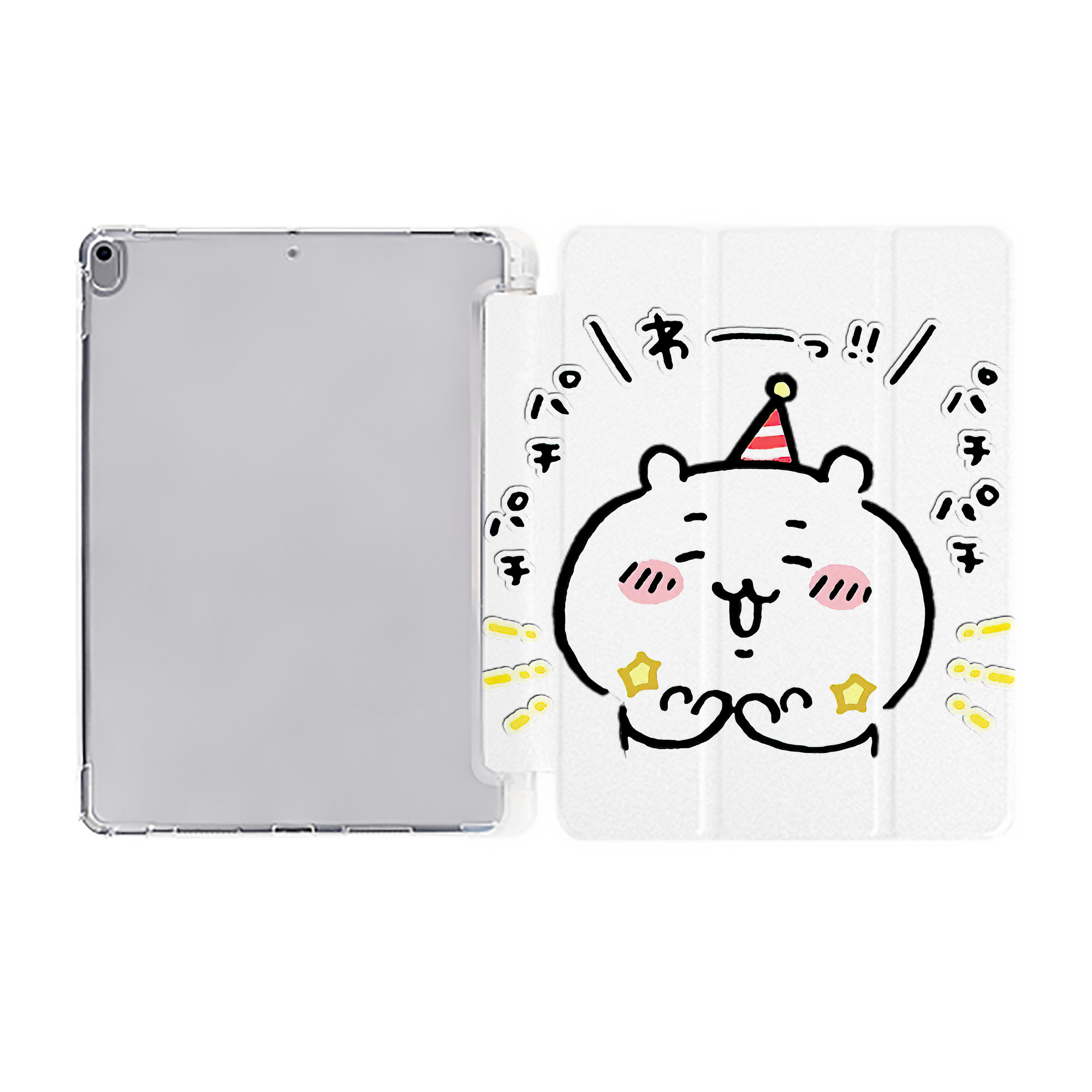 （画像用） ちいかわ ちいかわ Chii-kawa chiikawa IPad ケース ペン収納付き 三つ折りスタンド PUレザー×シリコン 対応機種9.5/10.5/10.9インチ